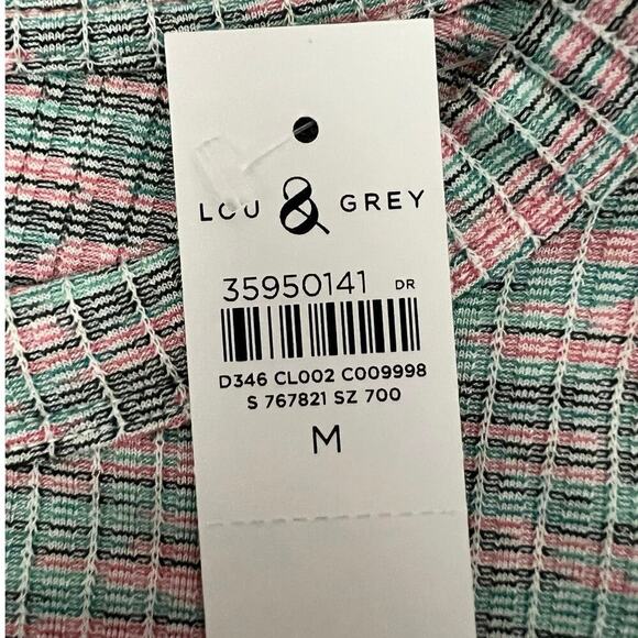 Lou & Grey Marled Ribbed Shirttail Top Women’s Size M Pink & Green LS Tee NWT - Picture 7 of 10